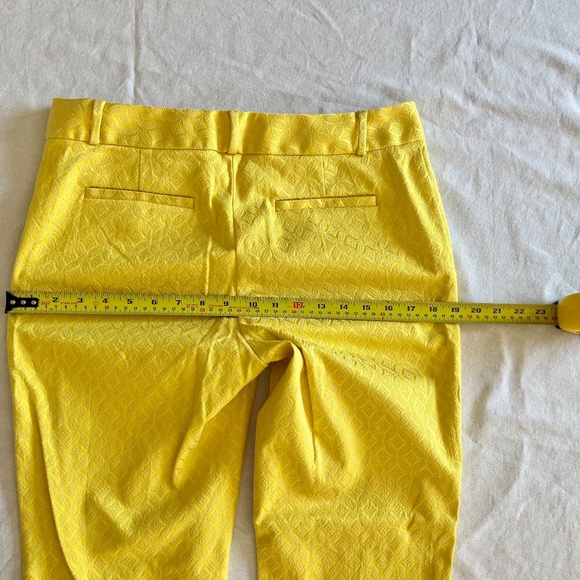 Banana Republic Yellow Brocade Cropped Ankle Pants Geometric Print Tailored - Picture 11 of 12